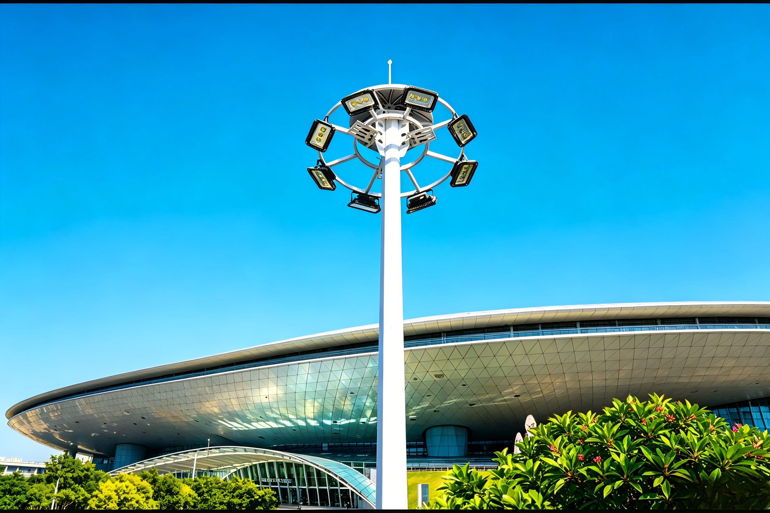 High mast lights at railway station