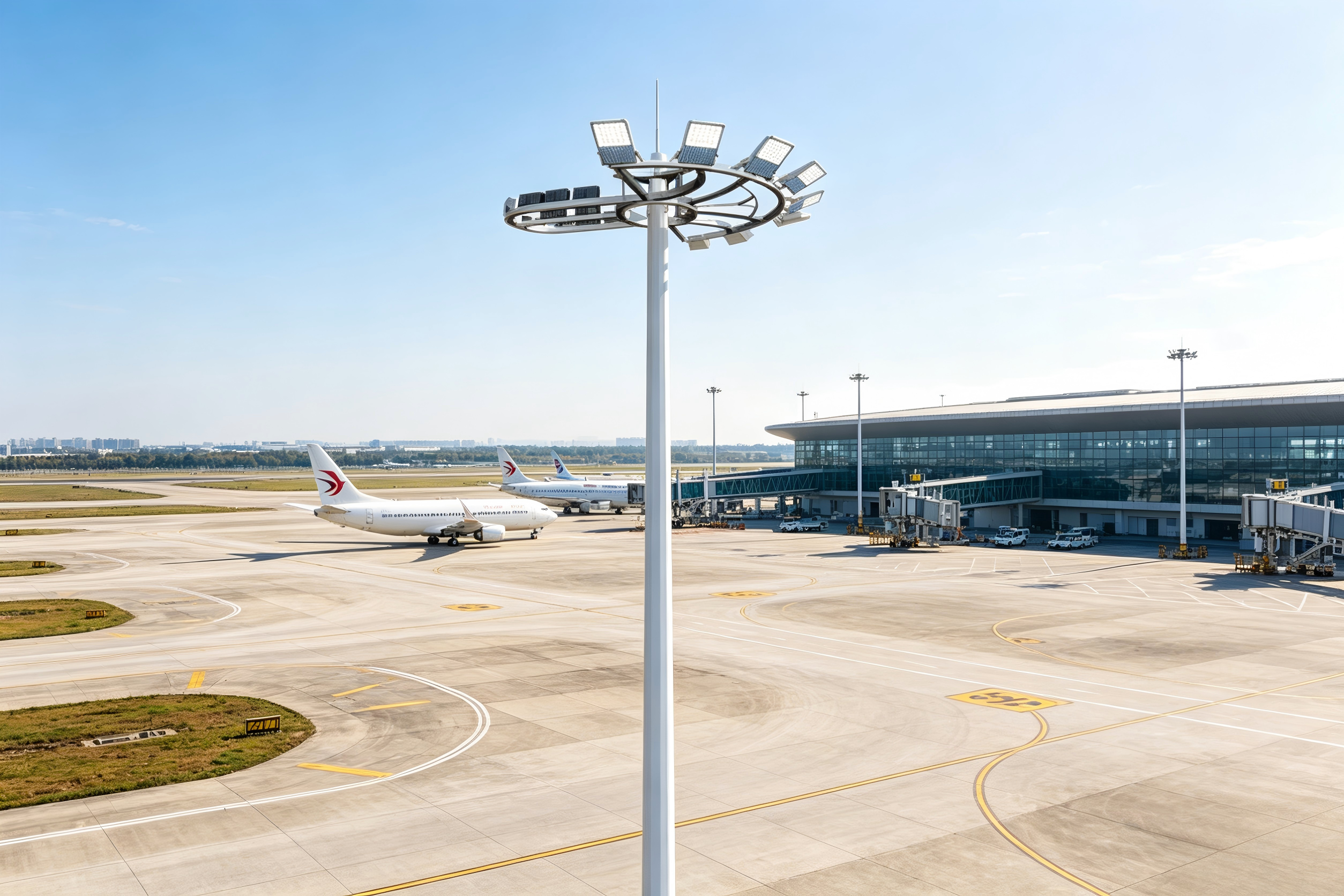 High mast lights at airport