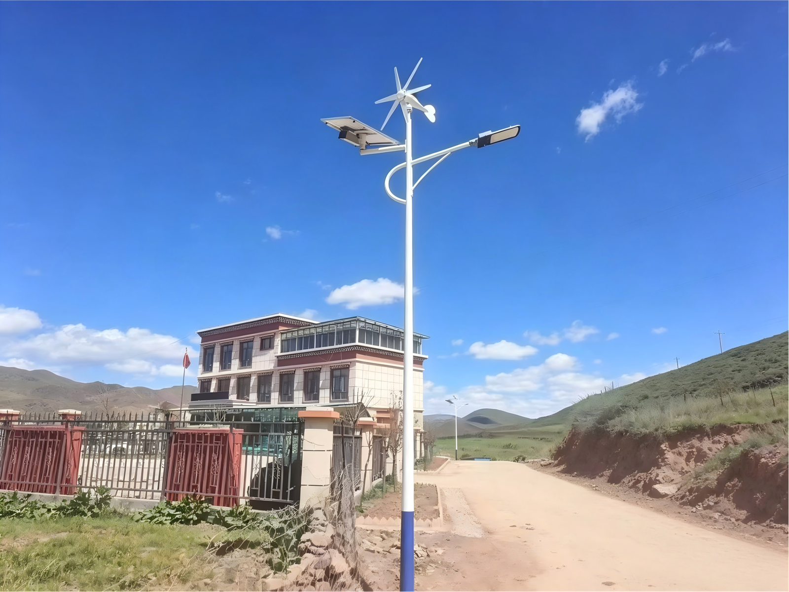 Government road project installation of split solar street lights