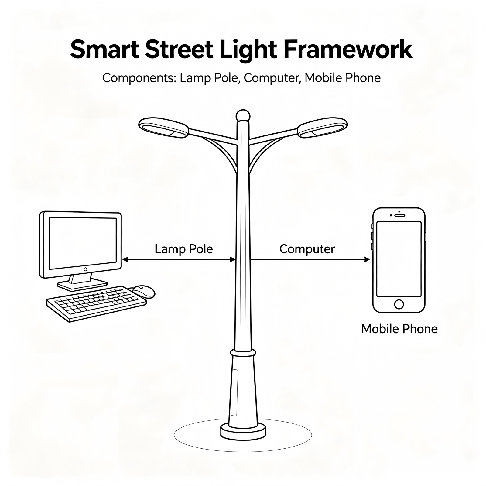 Smart street lighting system concept illustration