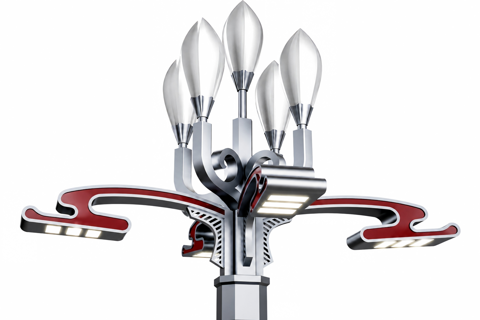 Street light appearance design rendering showing pole profile, luminaire housing, and finish options