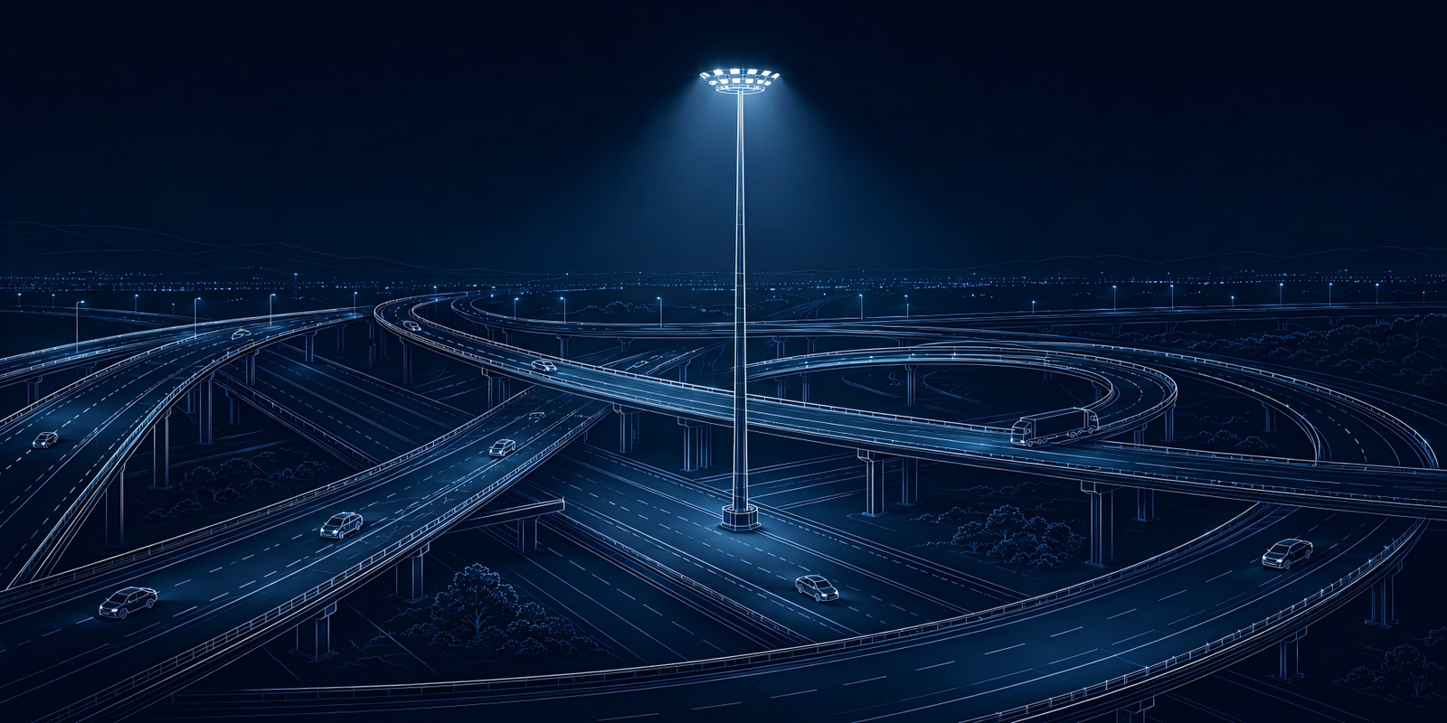 Highway interchange and toll plaza lighting