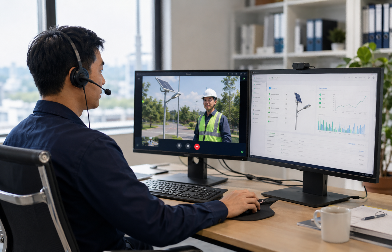 Remote technical support team for solar lighting systems