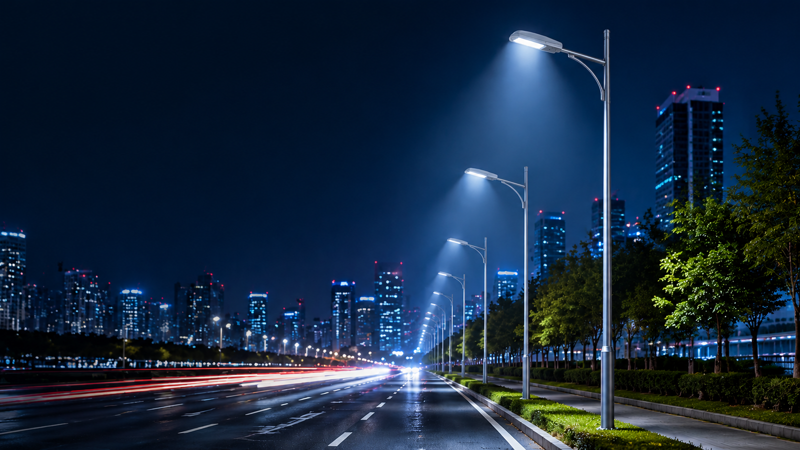 Urban LED Street Light product render showing sleek aluminum housing with LED array