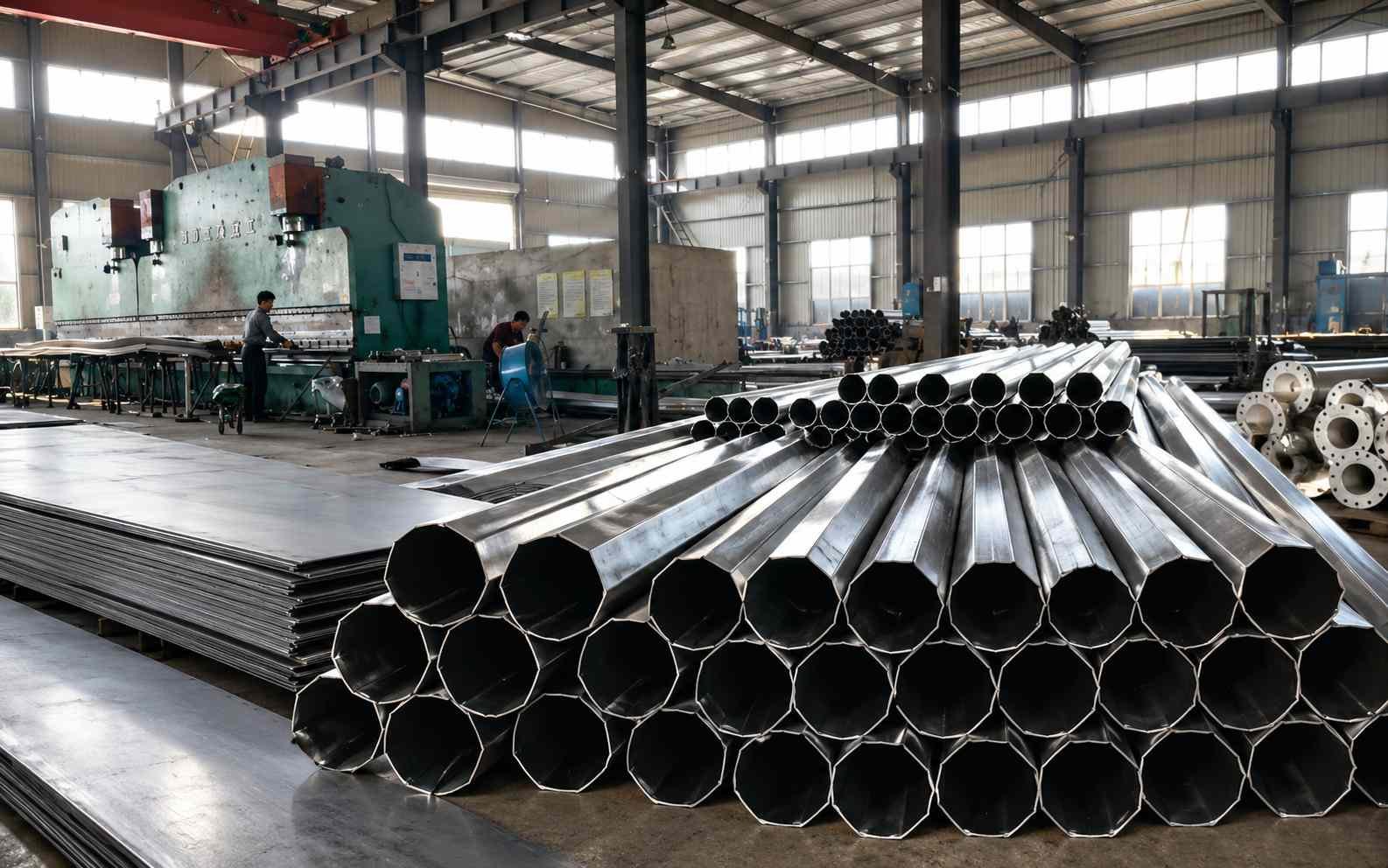 Street light pole production workshop